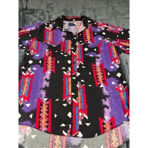 Vintage wrangler, geometric shape, pattern, casual, button-down, long sleeve shi